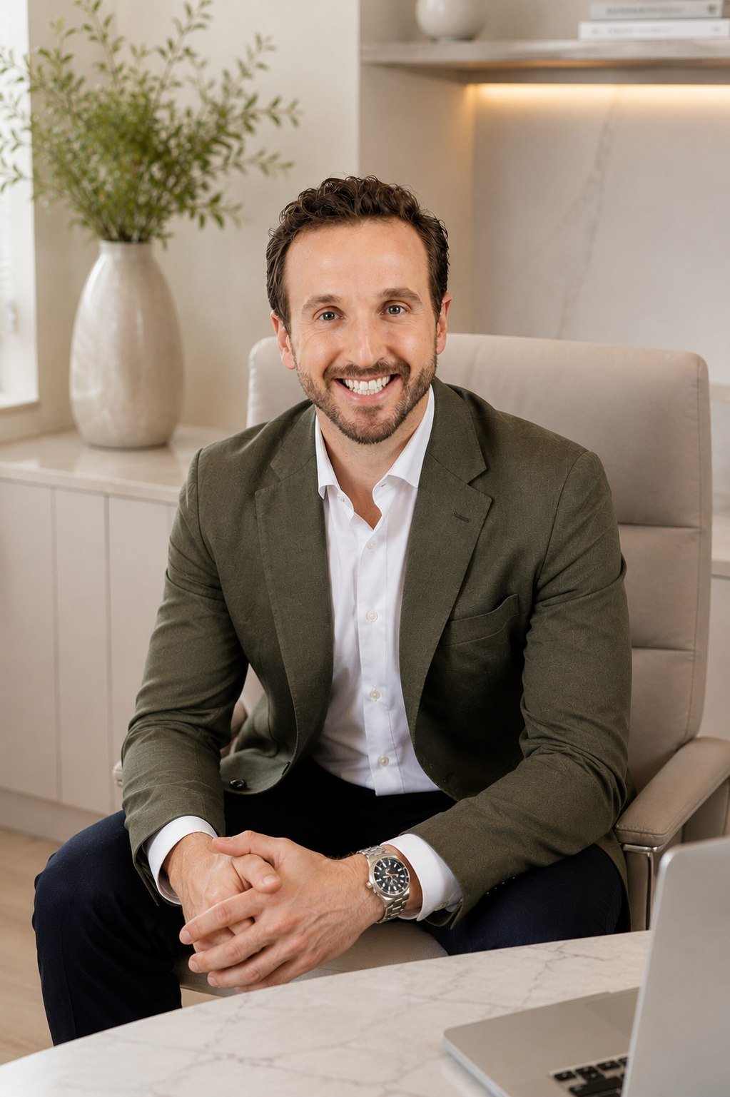 Dr. João Zeni no consultório, em Curitiba